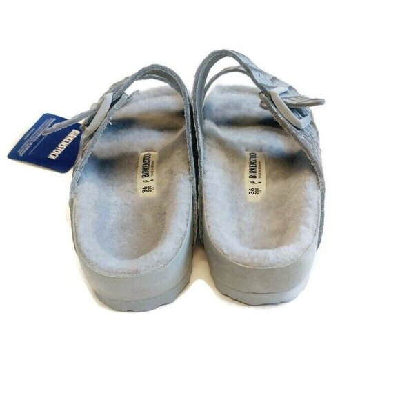 Birkenstock Womens Size 5 Arizona BS Shearling Fur Lined Sandals Croco Two Tone - Picture 7 of 10